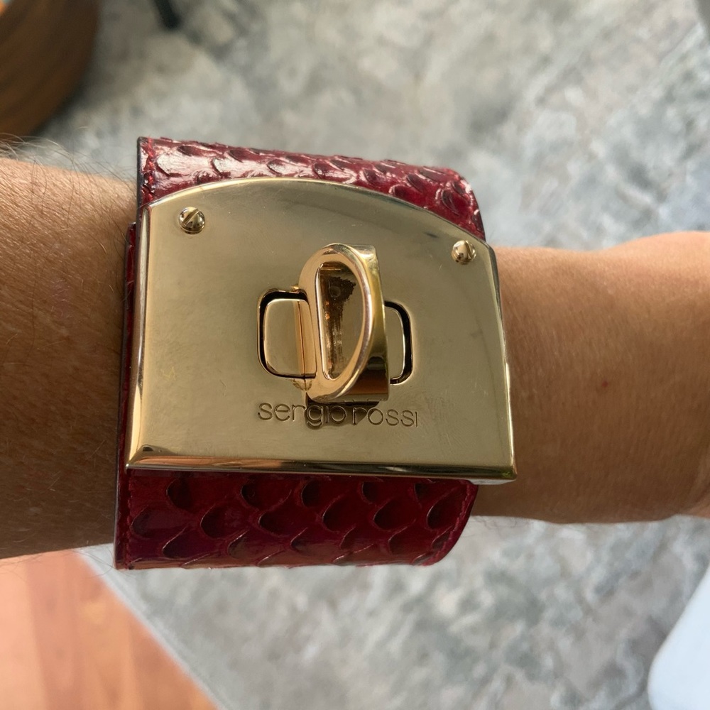 Sergio Rossi, Authentic Red Python Cuff. - image 2
